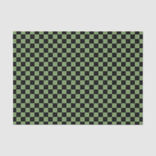 Green Black Chequerboard Pattern Tissue Paper