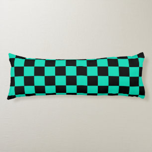 Green Black Chequered Check Pattern Body Cushion