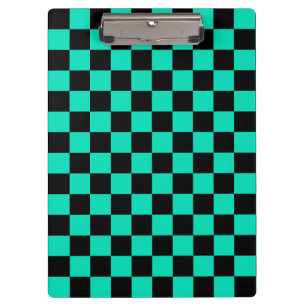 Green Black Chequered Check Pattern Clipboard