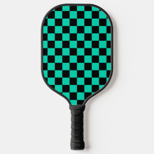 Green Black Chequered Check Pattern Pickleball Paddle