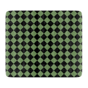 Green Black Chequered Diamond Pattern Cutting Board