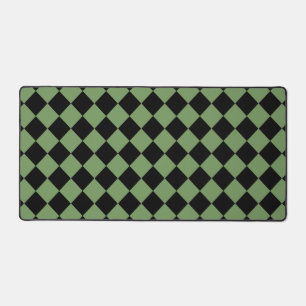 Green Black Chequered Diamond Pattern Desk Mat