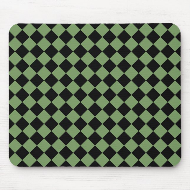 Green Black Chequered Diamond Pattern  Mouse Pad (Front)