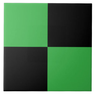 Green Black Chequered Pattern Ceramic Tile