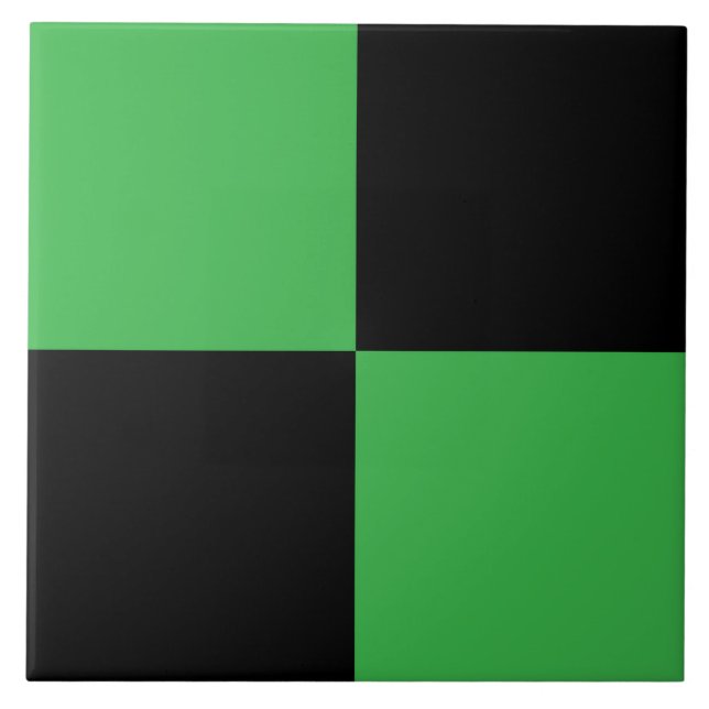 Green Black Chequered Pattern Ceramic Tile (Front)