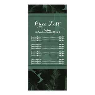 Green & Black Chic Tropical Leaves Price List Menu