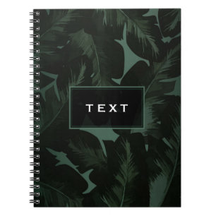 Green & Black Chic Tropical Palm Leaves Chic Notebook