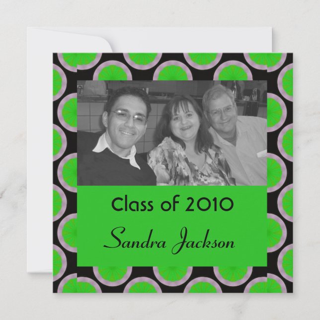 green black circles graduation invitation (Front)