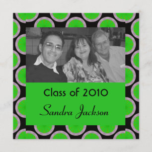 green black circles graduation invitation