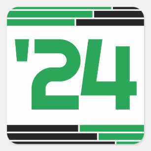 Green & Black Class of '24 Graduation Square Sticker