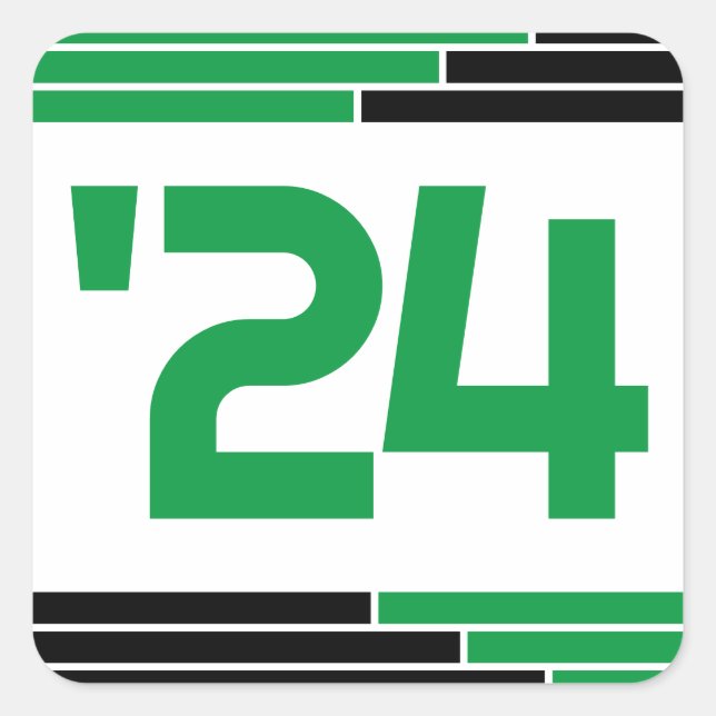 Green & Black Class of '24 Graduation Square Sticker (Front)