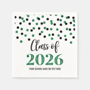 Green Black Confetti Class of 2026 Napkins