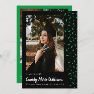 Green Black Confetti Graduation Announcement