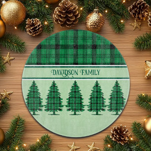 Green Black Cosy Tartan Pine Trees Cutting Board