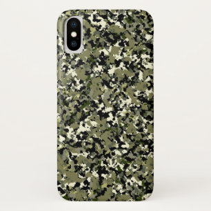 Green Black Cream Camouflage Pattern Print iPhone X Case