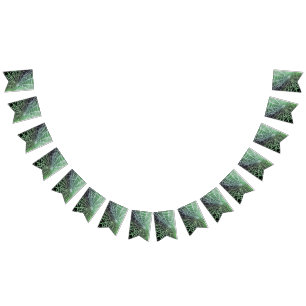 Green Black Creepy Spooky Spider Web Personalised Bunting