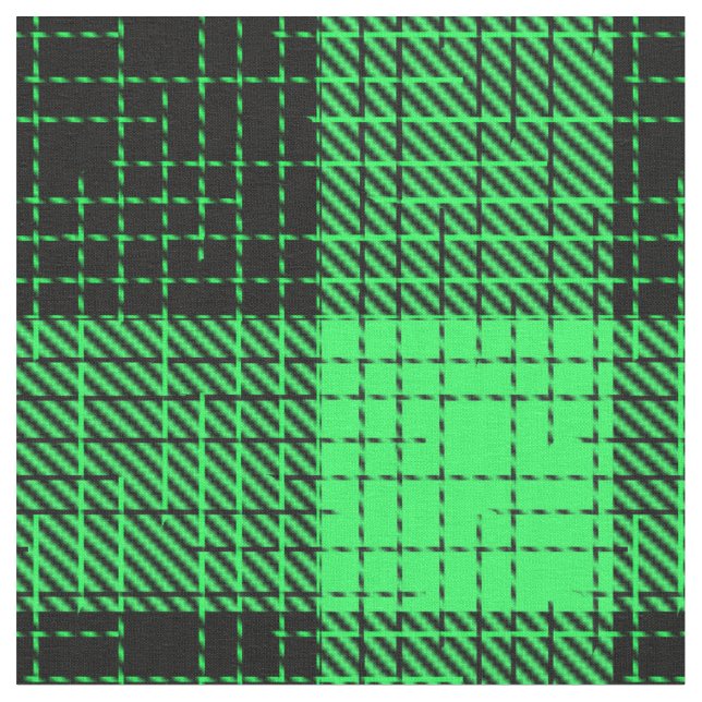  Green Black Crosshatch Buffalo Check Fabric (Close Up)