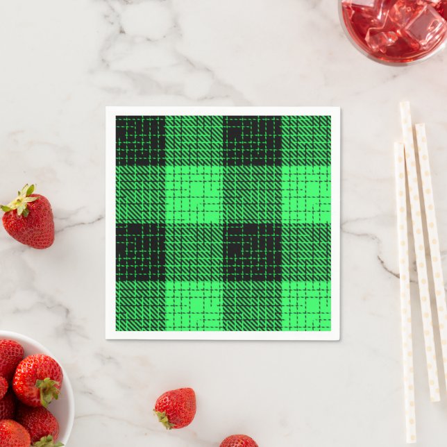  Green Black Crosshatch Buffalo Check Napkin (Insitu)