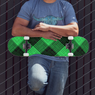 Green Black Crosshatch Buffalo Check Skateboard