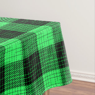 Green Black Crosshatch Buffalo Check Tablecloth