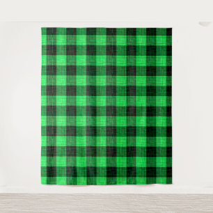  Green Black Crosshatch Buffalo Check Tapestry