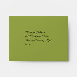 Green, Black Damask Envelope for Reply Card