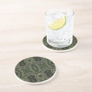 Green, Black, Drinking Coaster - Jungle Mix