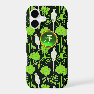 GREEN BLACK FLORAL ,PARROTS GEMSTONE MONOGRAM