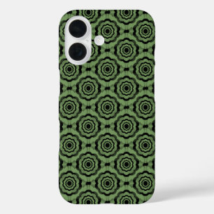 Green Black Flower Seamless Pattern iPhone 16 Case