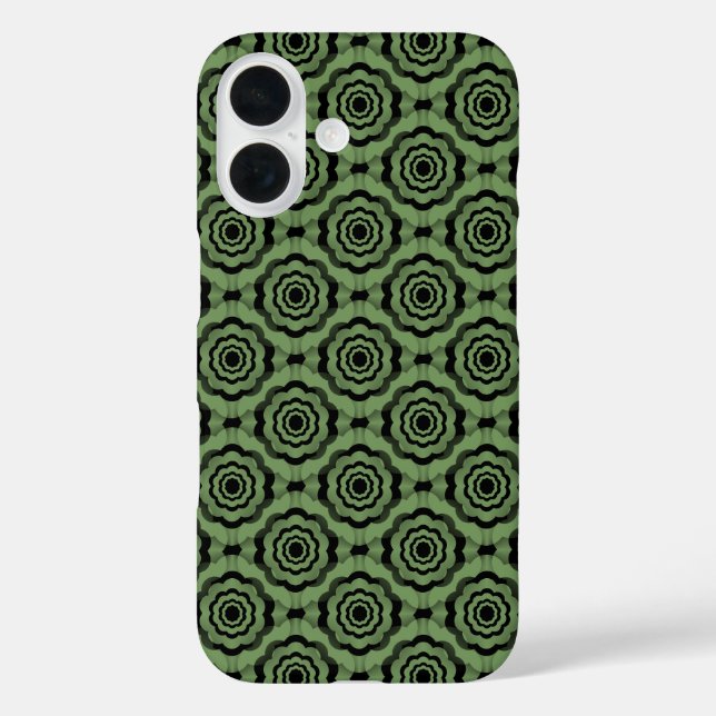 Green Black Flower Seamless Pattern Case-Mate iPhone Case (Back)