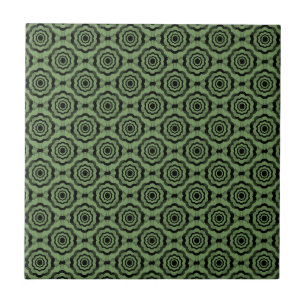 Green Black Flower Seamless Pattern Ceramic Tile