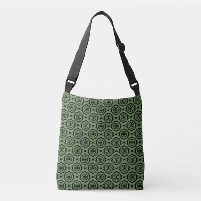 Green Black Flower Seamless Pattern Crossbody Bag (Front)