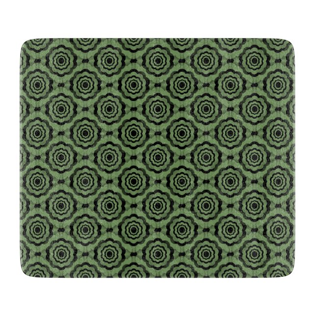 Green Black Flower Seamless Pattern Cutting Board (Front)