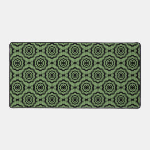 Green Black Flower Seamless Pattern Desk Mat