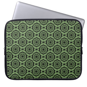 Green Black Flower Seamless Pattern Laptop Sleeve