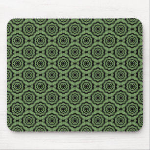 Green Black Flower Seamless Pattern Mouse Pad