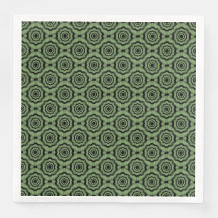 Green Black Flower Seamless Pattern Napkin