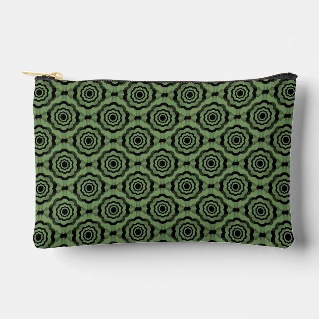 Green Black Flower Seamless Pattern Small Accessory Pouch (Front)