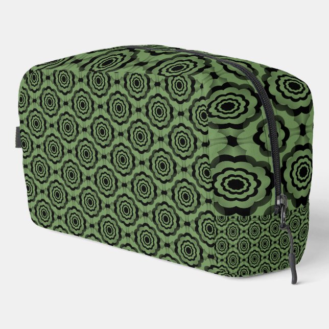Green Black Flower Seamless Pattern Toiletry Bag (Right Corner)