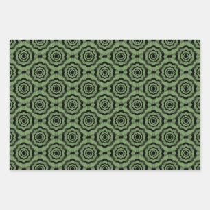 Green Black Flower Seamless Pattern Wrapping Paper Sheet