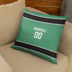 Green & Black Football Team Personalised Cushion
