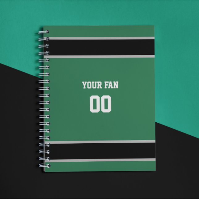 Green & Black Football Team Personalised Notebook (Creator Uploaded)