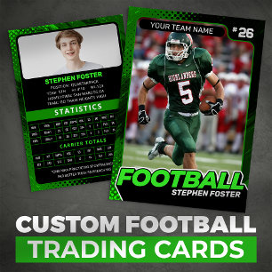 Green &  Black Football Trading Card Custom Player
