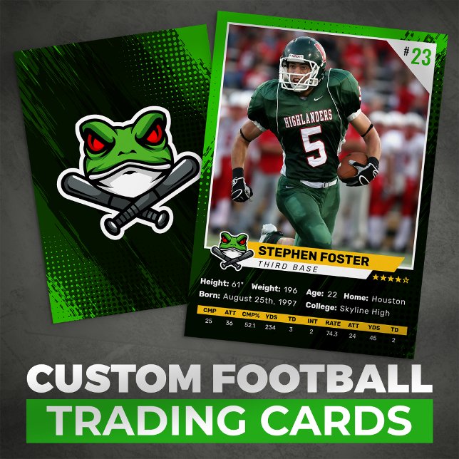 Green & Black Football Trading Card Player Photo (Creator Uploaded)