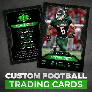 Green & Black Football Trading Card Player Photo