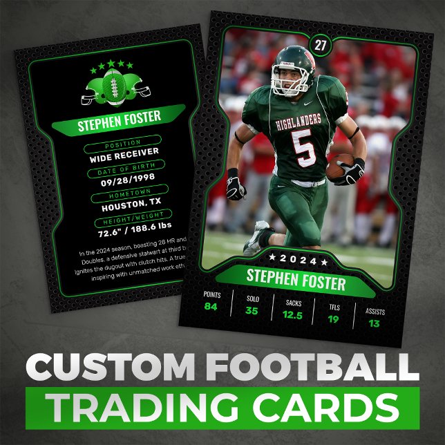Green & Black Football Trading Card Player Photo (Creator Uploaded)
