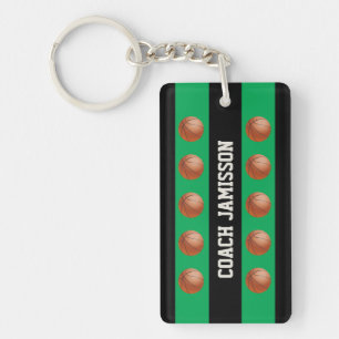 Green/Black for Basketball Coach, Player, Name Key Ring
