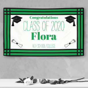 Green Black Geometric Graduation Party Banner