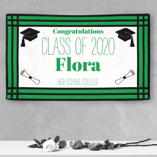 Green Black Geometric Graduation Party Banner (Creator Uploaded)
