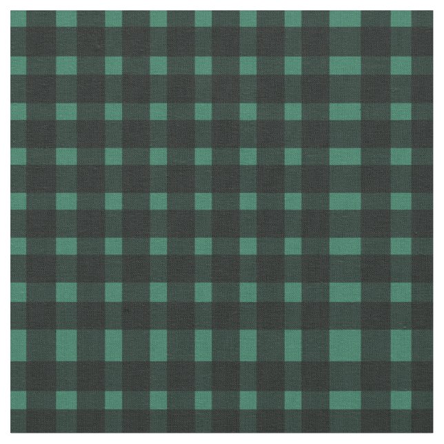 Green Black Gingham Pattern  Fabric (Close Up)
